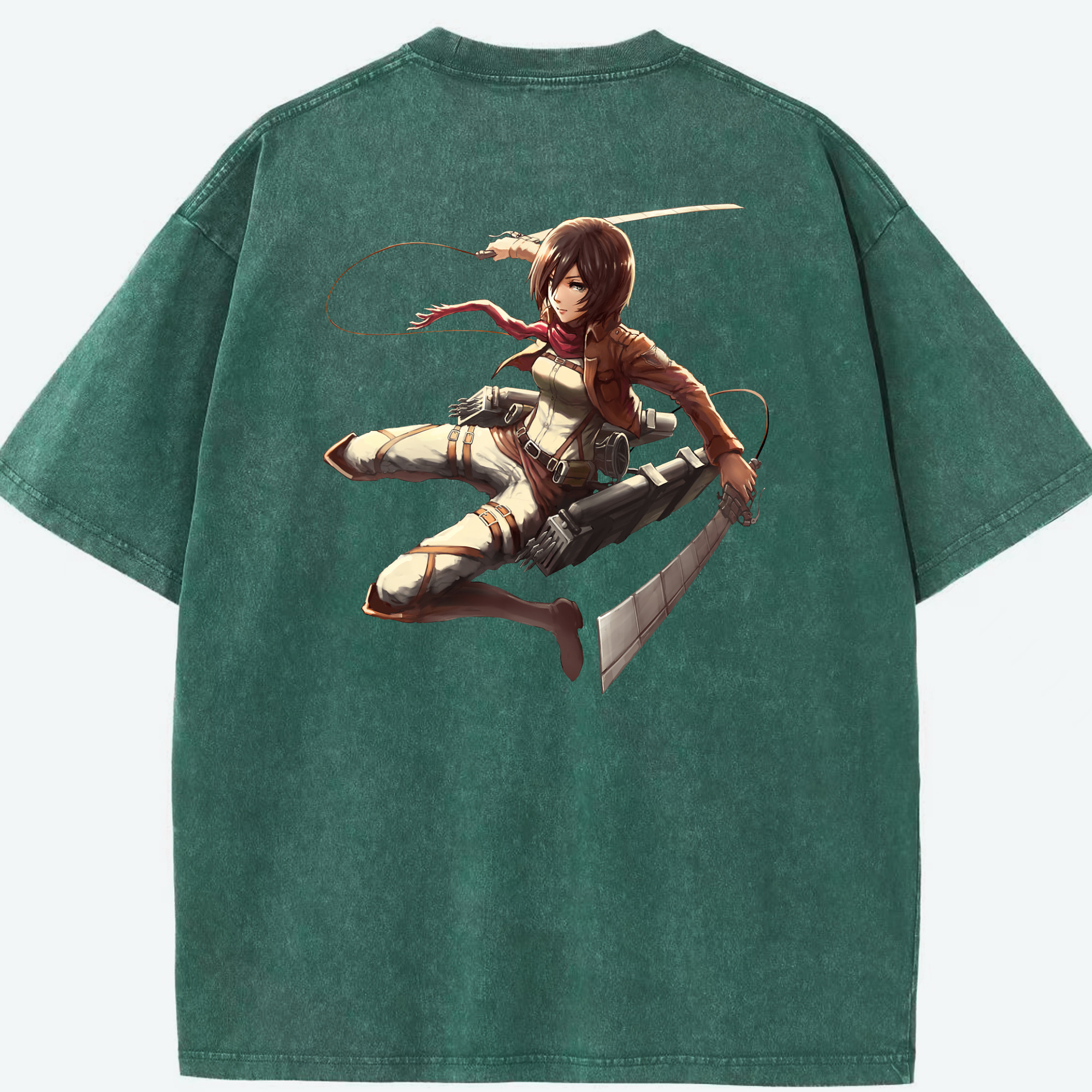 （画像用） 進撃の巨人 ミカサ·アッカーマン Attack on Titan Mikasa Ackerman 綿100% ヴィンテージ風 半袖Tシャツ（背面プリント）
